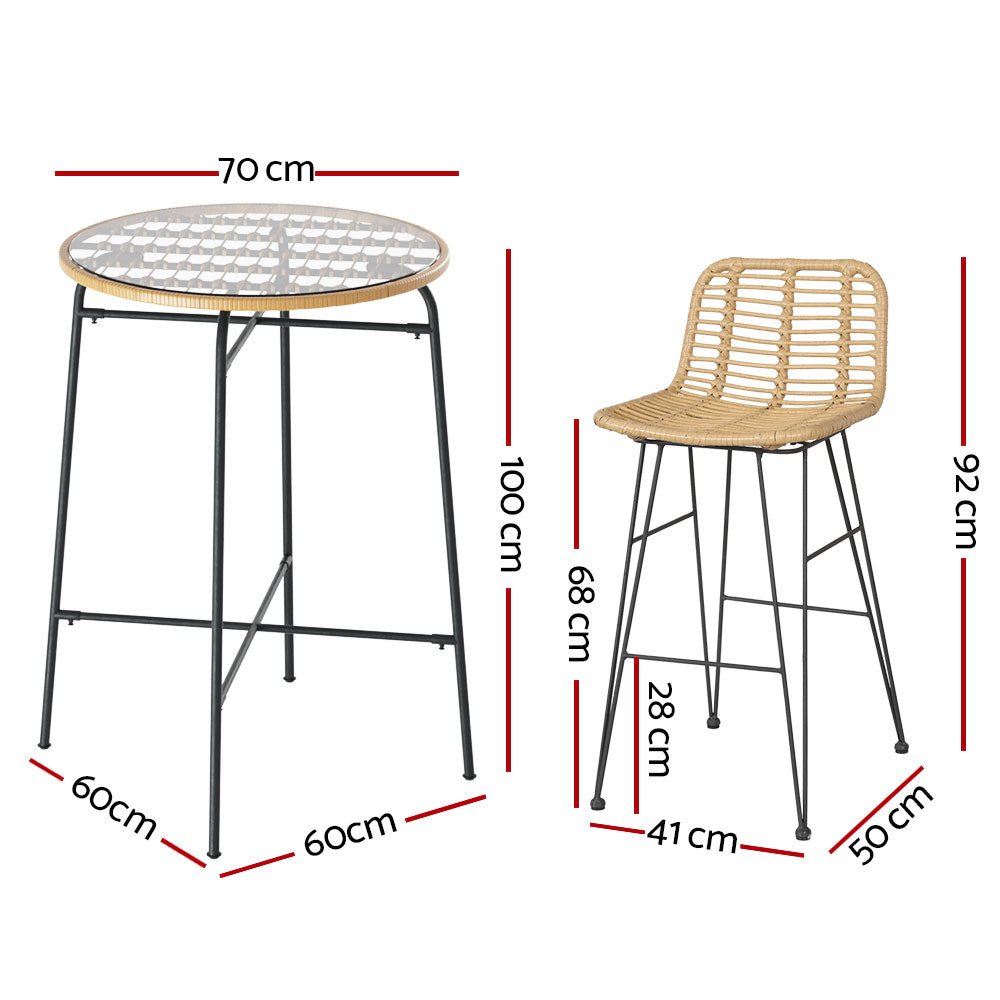 3 Piece Outdoor Wicker Bar Setting-2