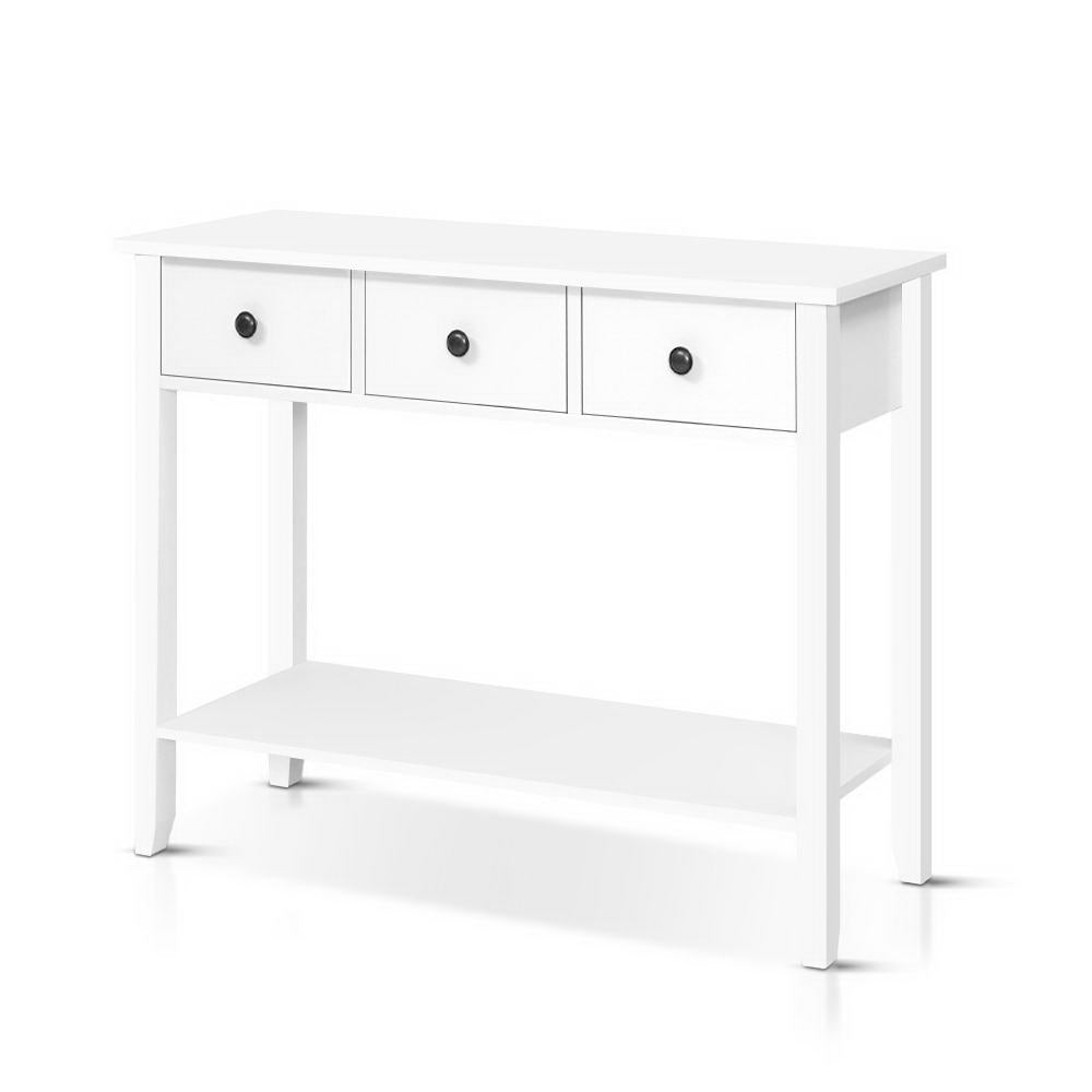 Hallway Console Table With 3 Drawers White-0