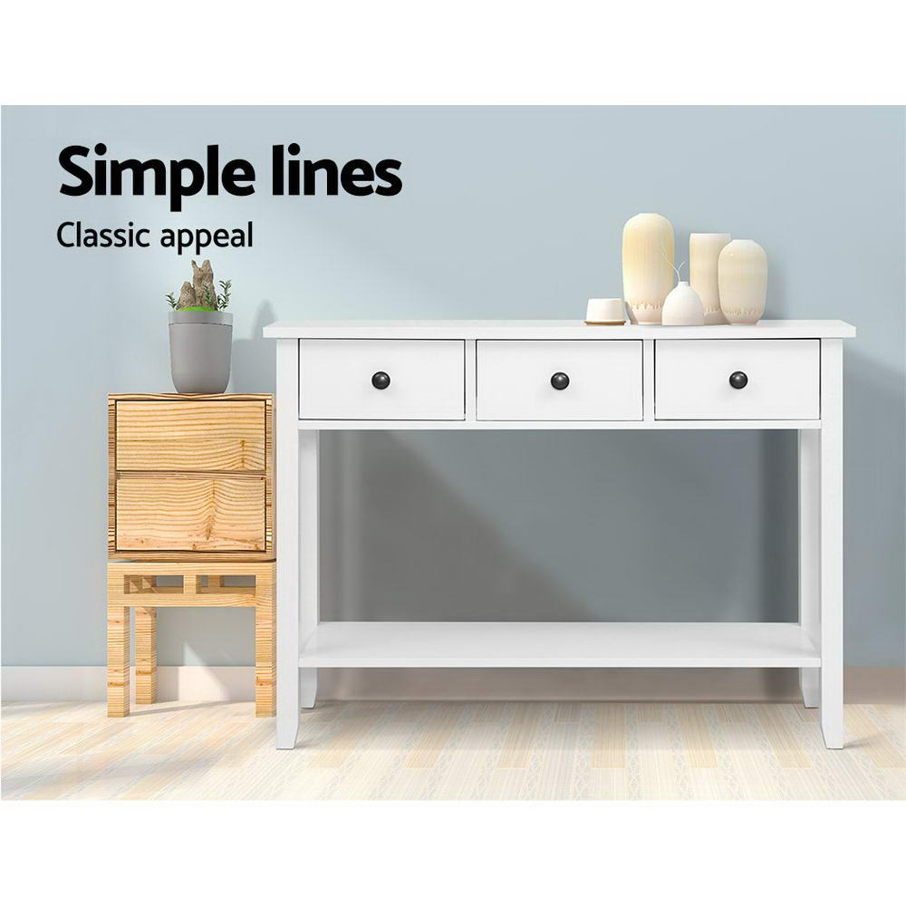 Hallway Console Table With 3 Drawers White-2