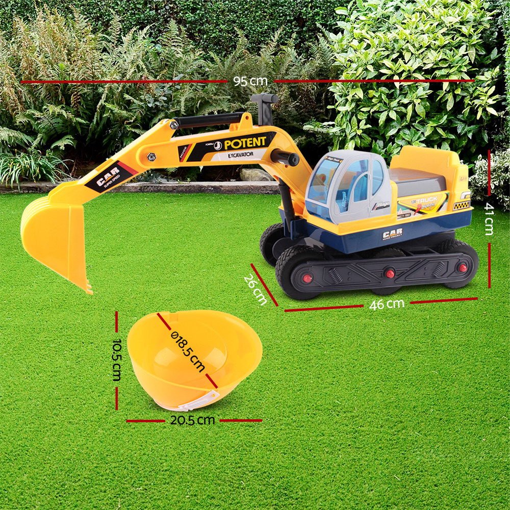 Kids Ride On Excavator - Yellow-1