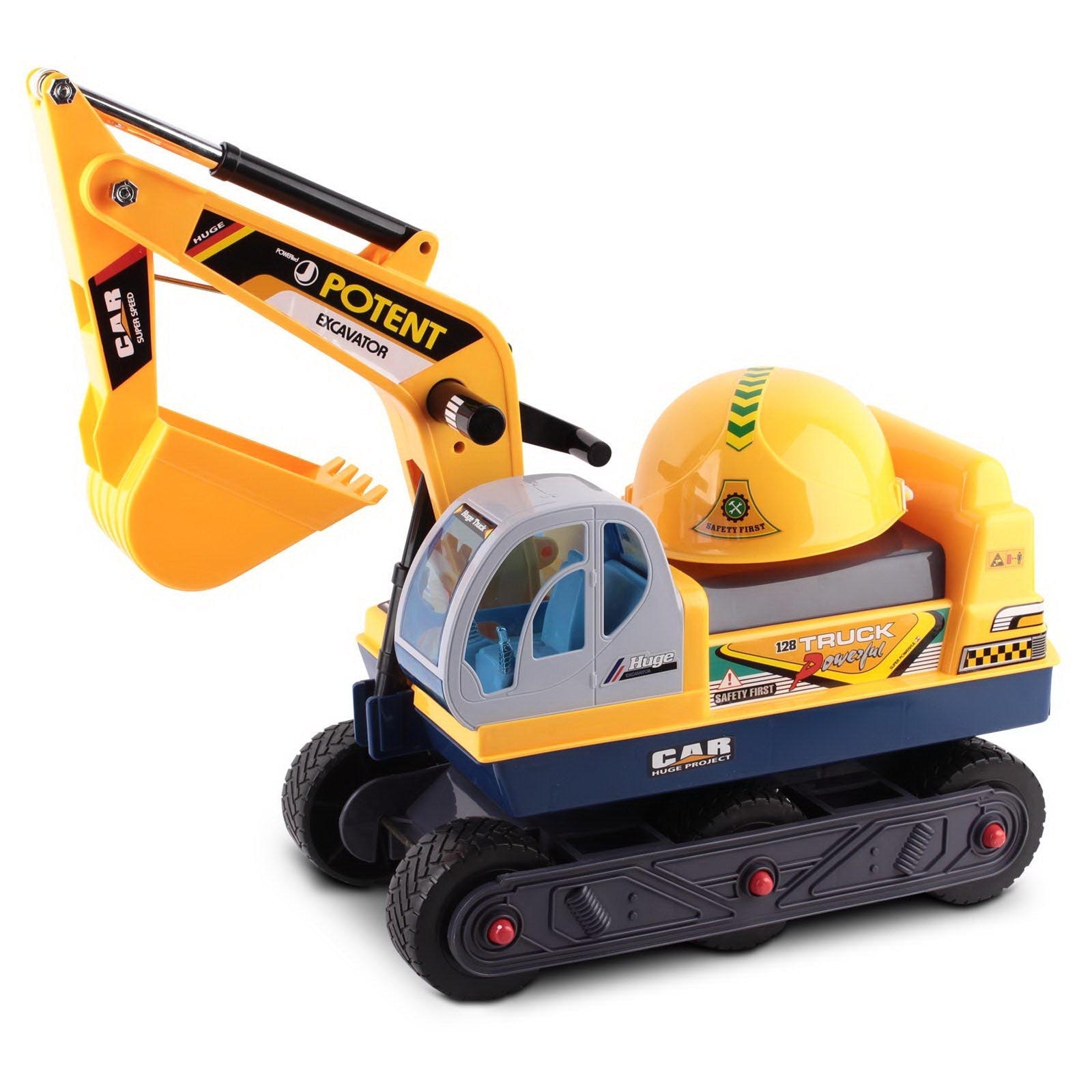 Kids Ride On Excavator - Yellow-0