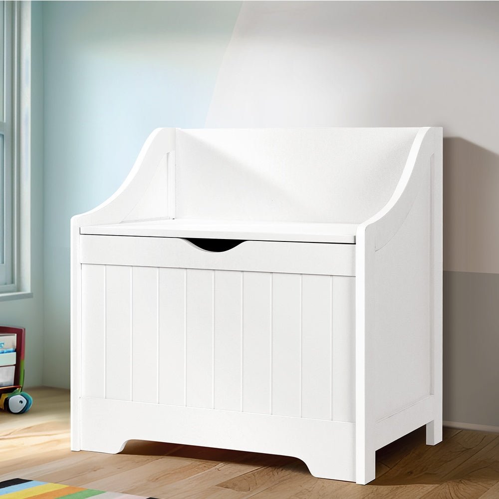 Kids Toy Box Chest: Versatile Storage Solution for Toys and Clothes - White-0