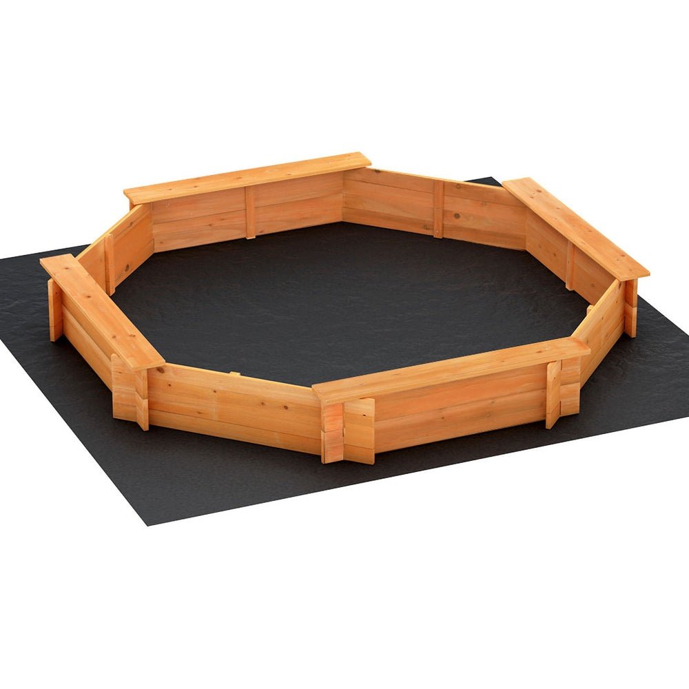 Kids Octagon Style Wooden Sandpit Wooden with Cover 182cm-0