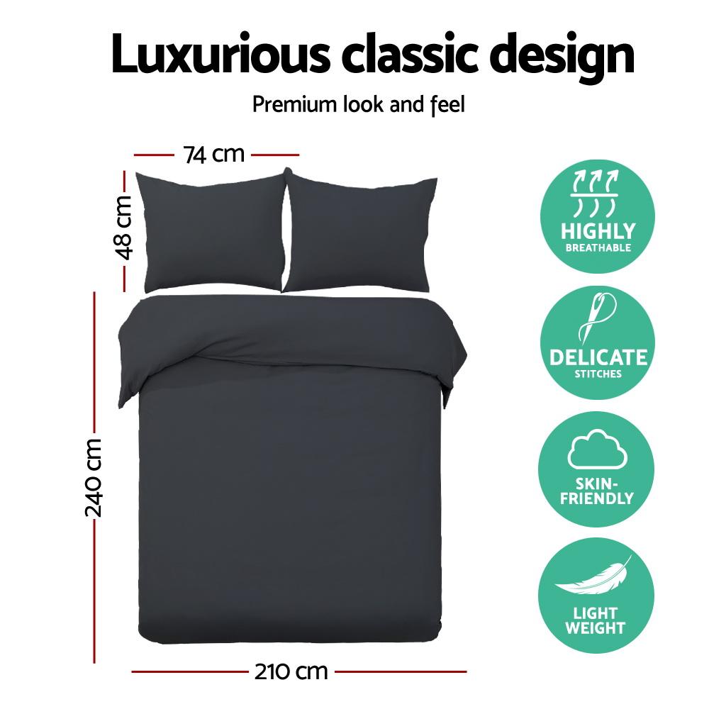 King Size Classic Quilt Cover Set - Black-1