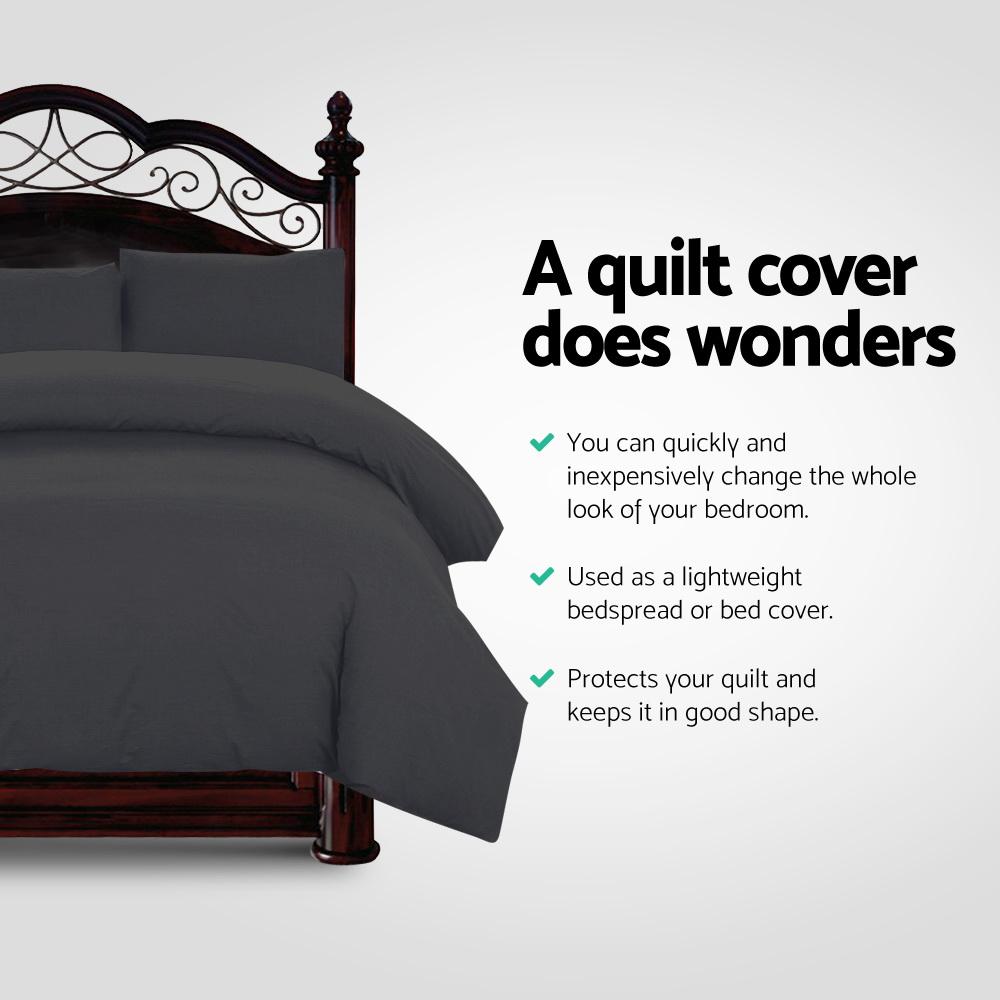 King Size Classic Quilt Cover Set - Black-2