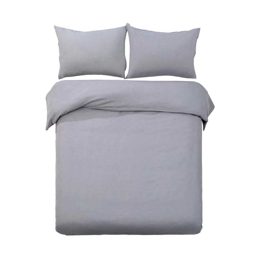 King Size Classic Quilt Cover Set - Grey-0