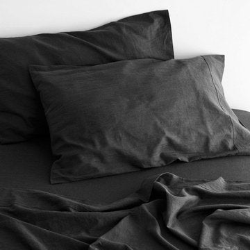 luxurious linen cotton sheet set 1 queen charcoal-0