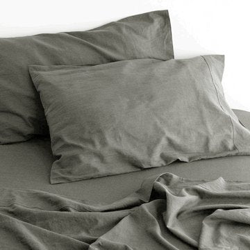 luxurious linen cotton sheet set 1 queen grey-0