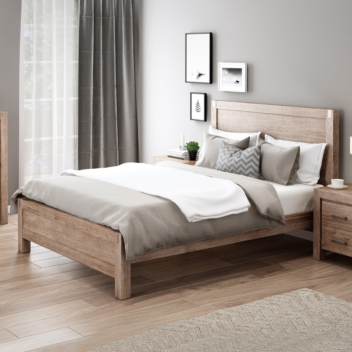 Nowra Wooden King Single Bed Frame Base Oak-0