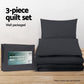 Queen Size Classic Quilt Cover Set - Black-4