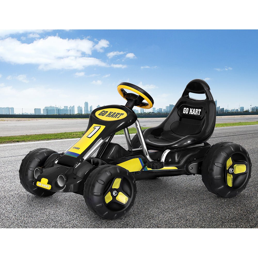 Kids Pedal Go Kart Ride On Toys Racing Car Black-4