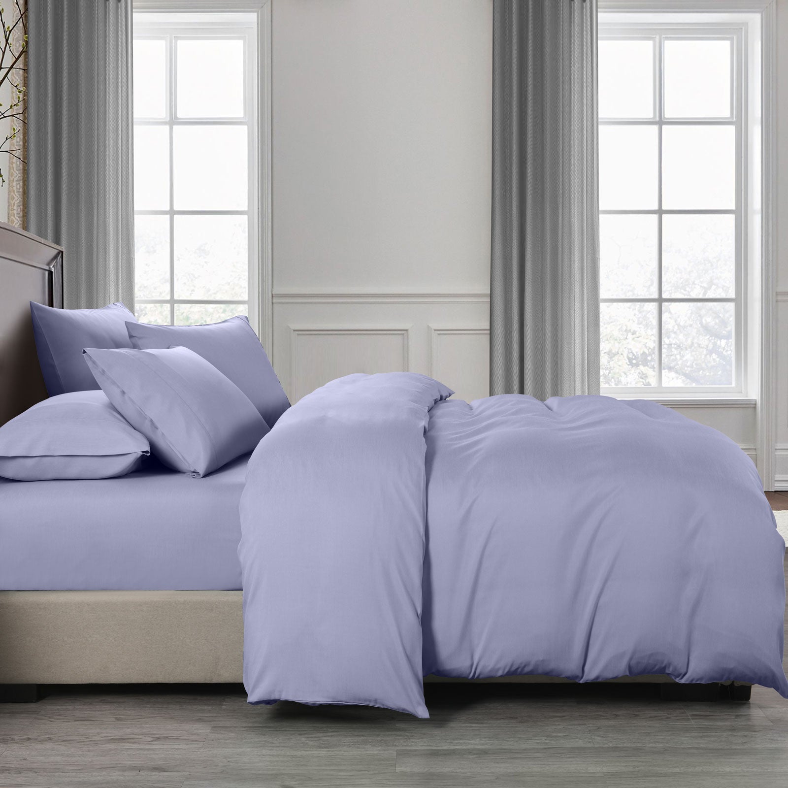 Royal Comfort 2000TC Quilt Cover Set Bamboo Cooling Hypoallergenic Breathable - King - Lilac Grey-2