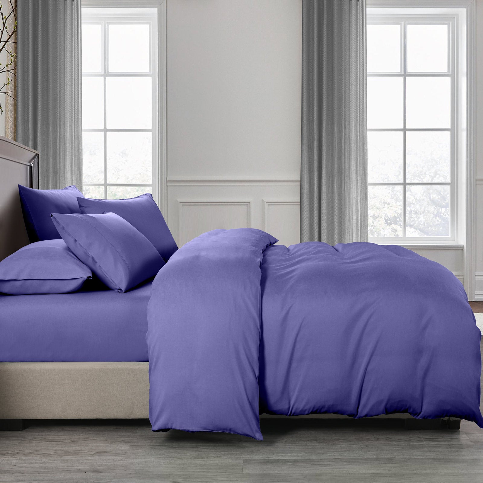 Royal Comfort 2000TC Quilt Cover Set Bamboo Cooling Hypoallergenic Breathable - King - Royal Blue-2