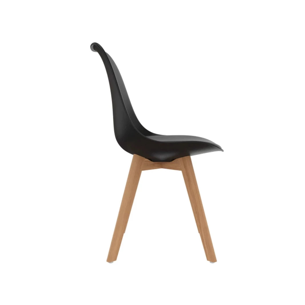 Modern dining chair black with beech wood legs