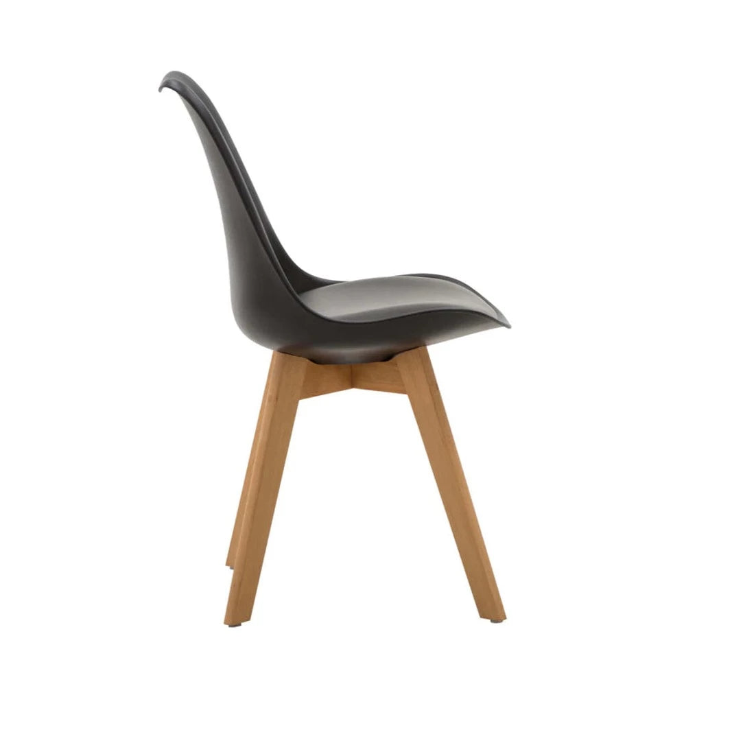 Modern dining chair black with beech wood legs