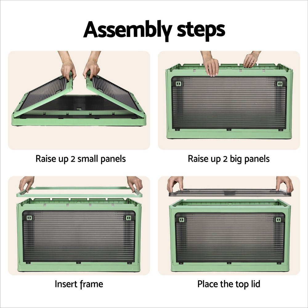 Storage Container Foldable Stackable Large 5 Sides Open Transparent 82L-4