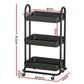 Storage Trolley Kitchen Cart 3 Tiers Rack Shelf Organiser Wheels Black-1