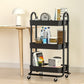 Storage Trolley Kitchen Cart 3 Tiers Rack Shelf Organiser Wheels Black-4