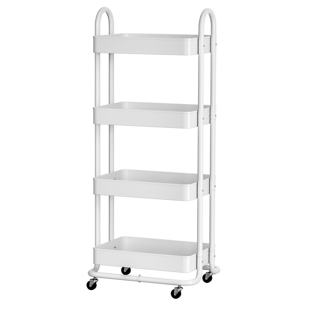 Storage Trolley Kitchen Cart 4 Tiers White-0