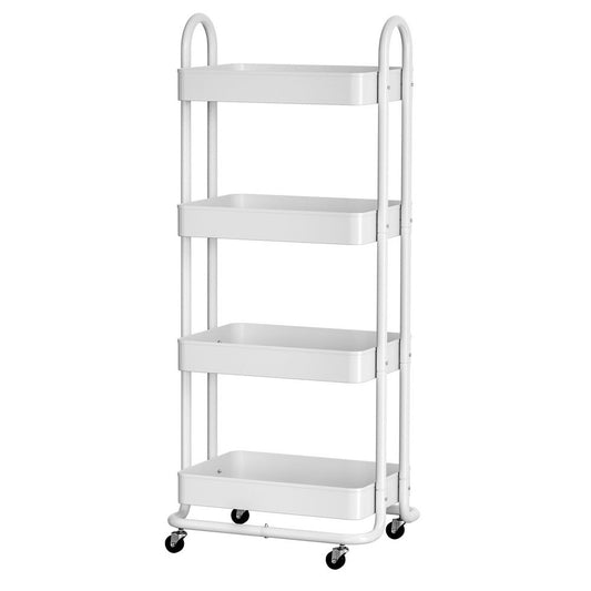 Storage Trolley Kitchen Cart 4 Tiers White-0