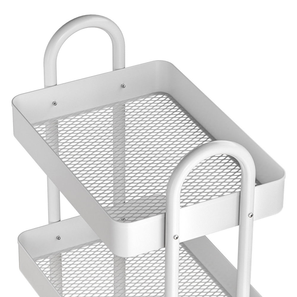 Storage Trolley Kitchen Cart 4 Tiers White-2