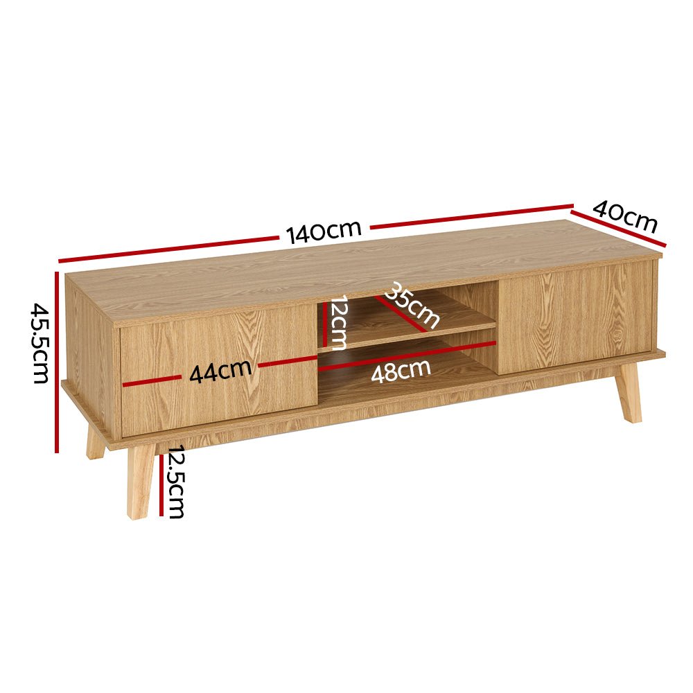 TV Cabinet Entertainment Unit Stand Storage Shelves 140CM-2