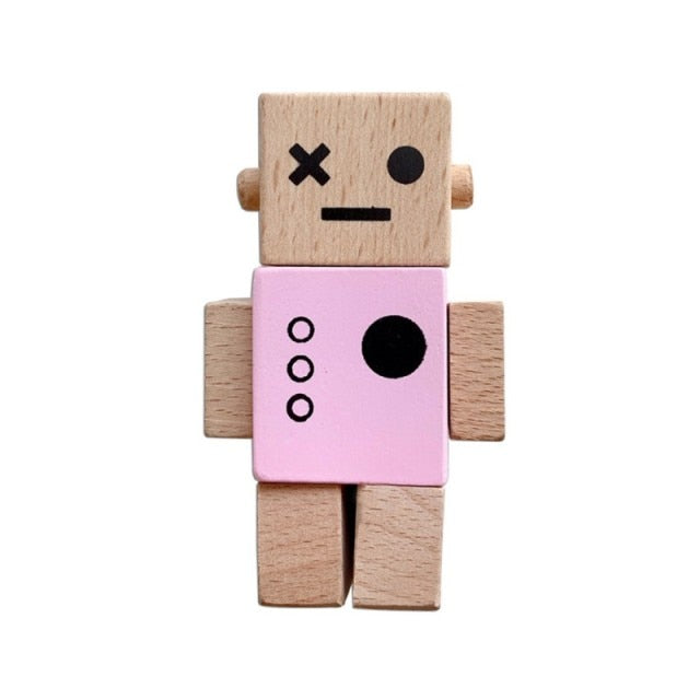 Timber wood and pink robot