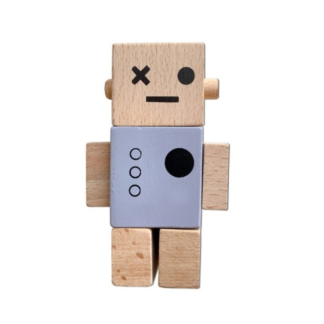 Timber wood and grey robot