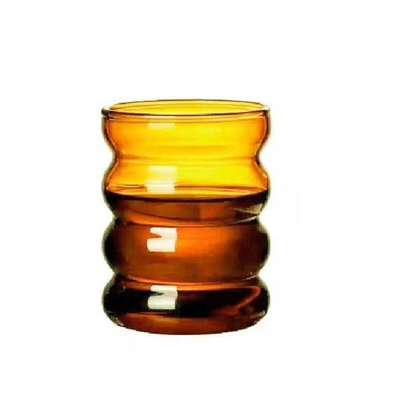 Amber wave shaped drinking glasses