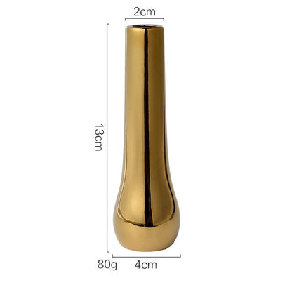 Tall but small gold vase with dimensions