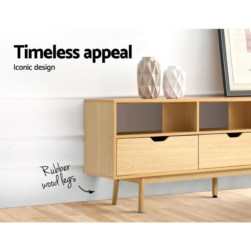 160cm Scandinavian style TV entertainment unit light timber