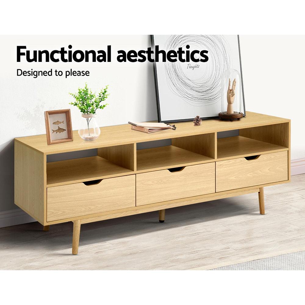 160cm Scandinavian style TV entertainment unit light timber