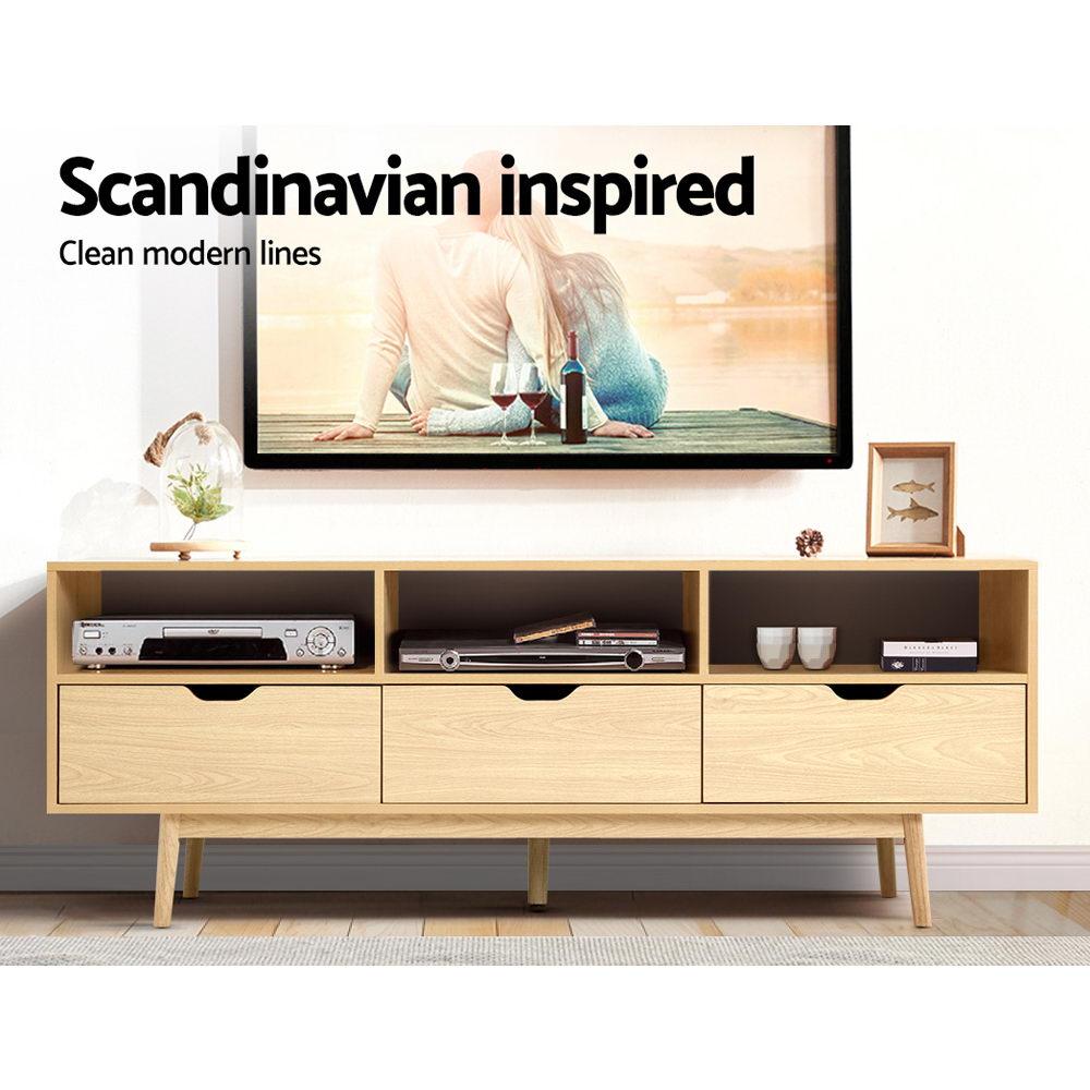 160cm Scandinavian style TV entertainment unit light timber