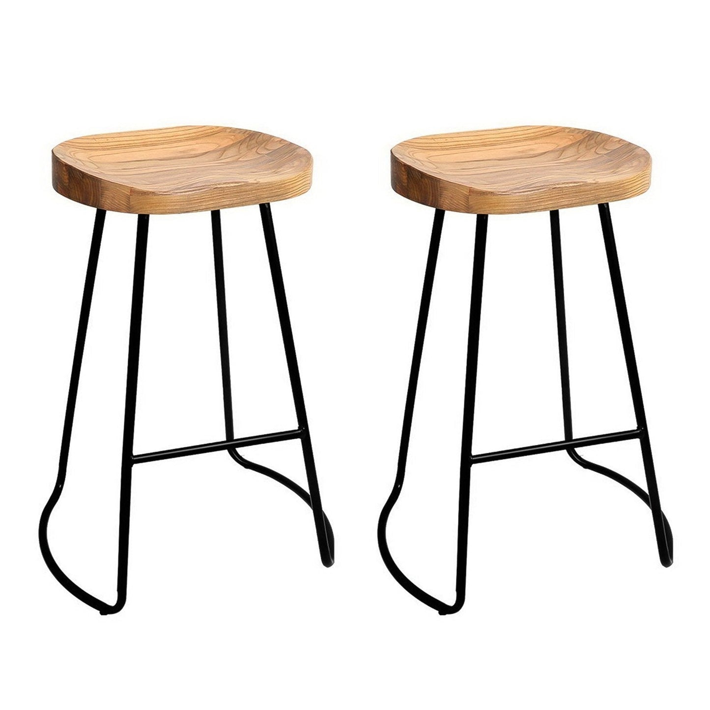 Elm wood and metal bar stools