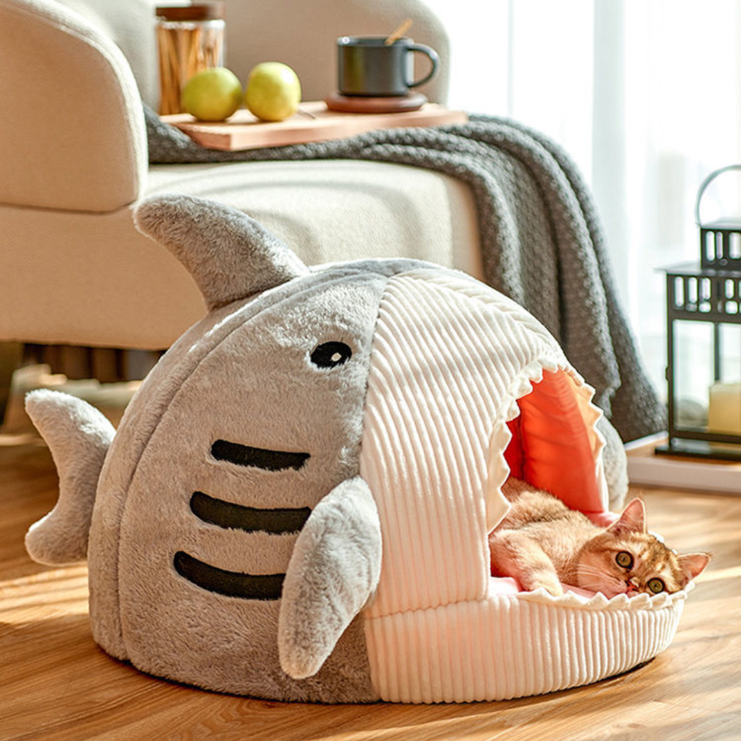 Pet cat dog bed, shark, 2 colours