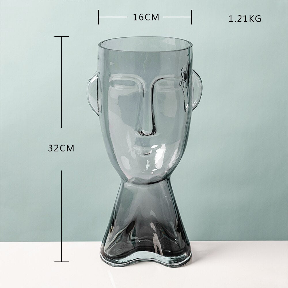 Large black glass and crystal abstract vase dimensions