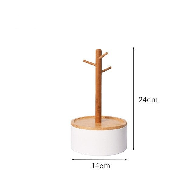 Wood bamboo jewellery tree white base dimensions