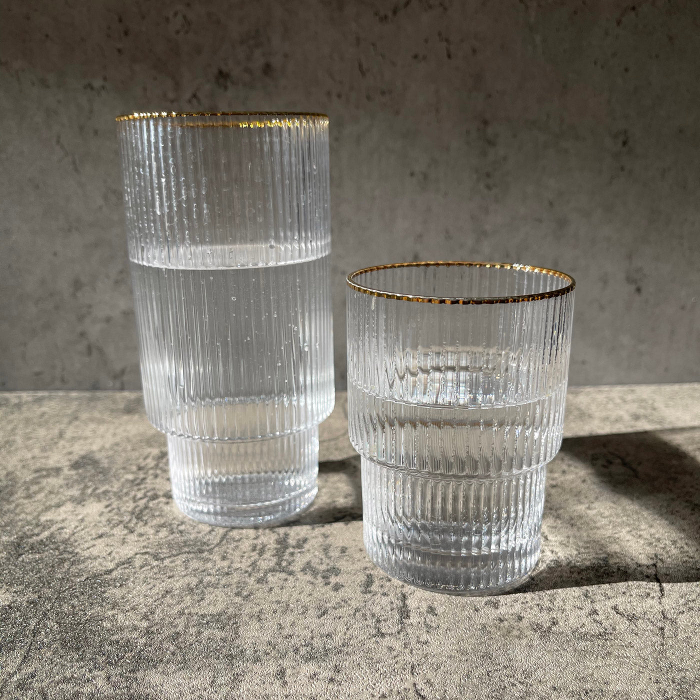 Ridged glasses with gold rim