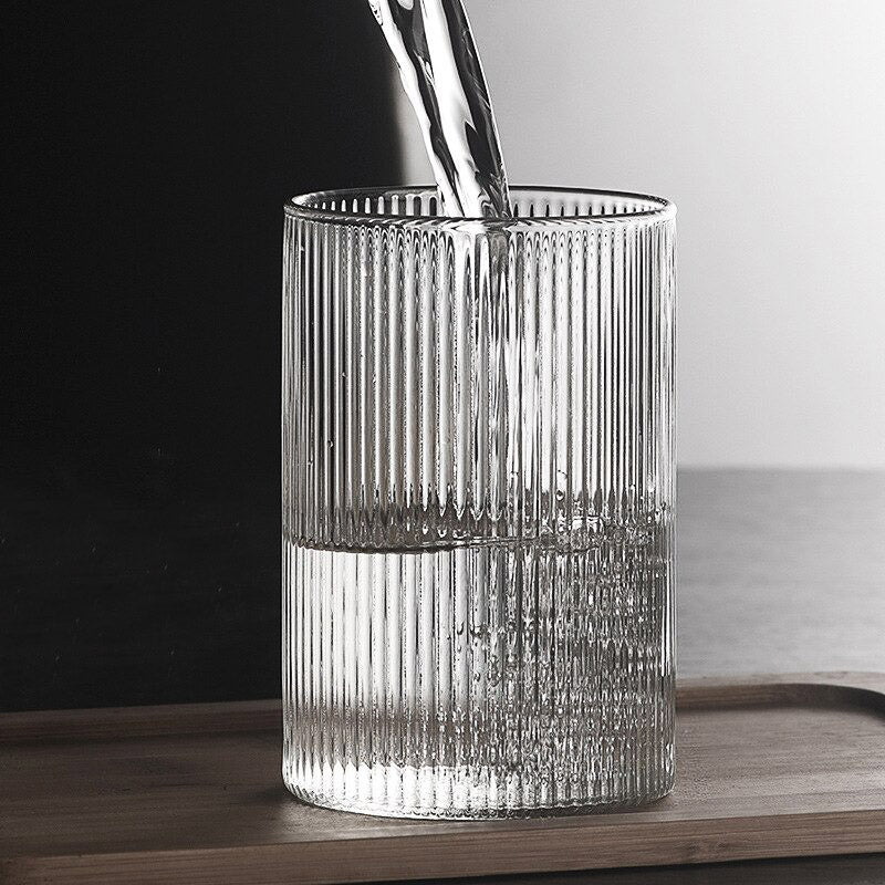 Ridged drinking glass