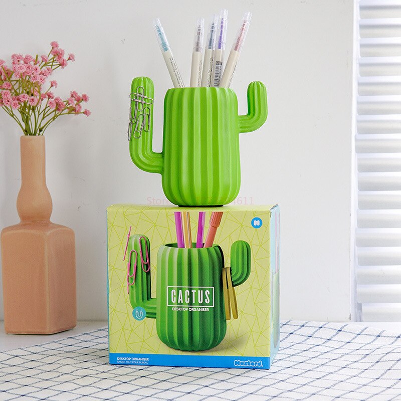 Desktop organiser, pen holder, magnetic arms, cactus