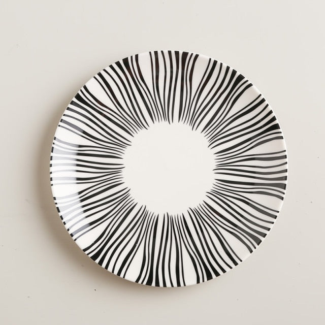 White plate with black pattern