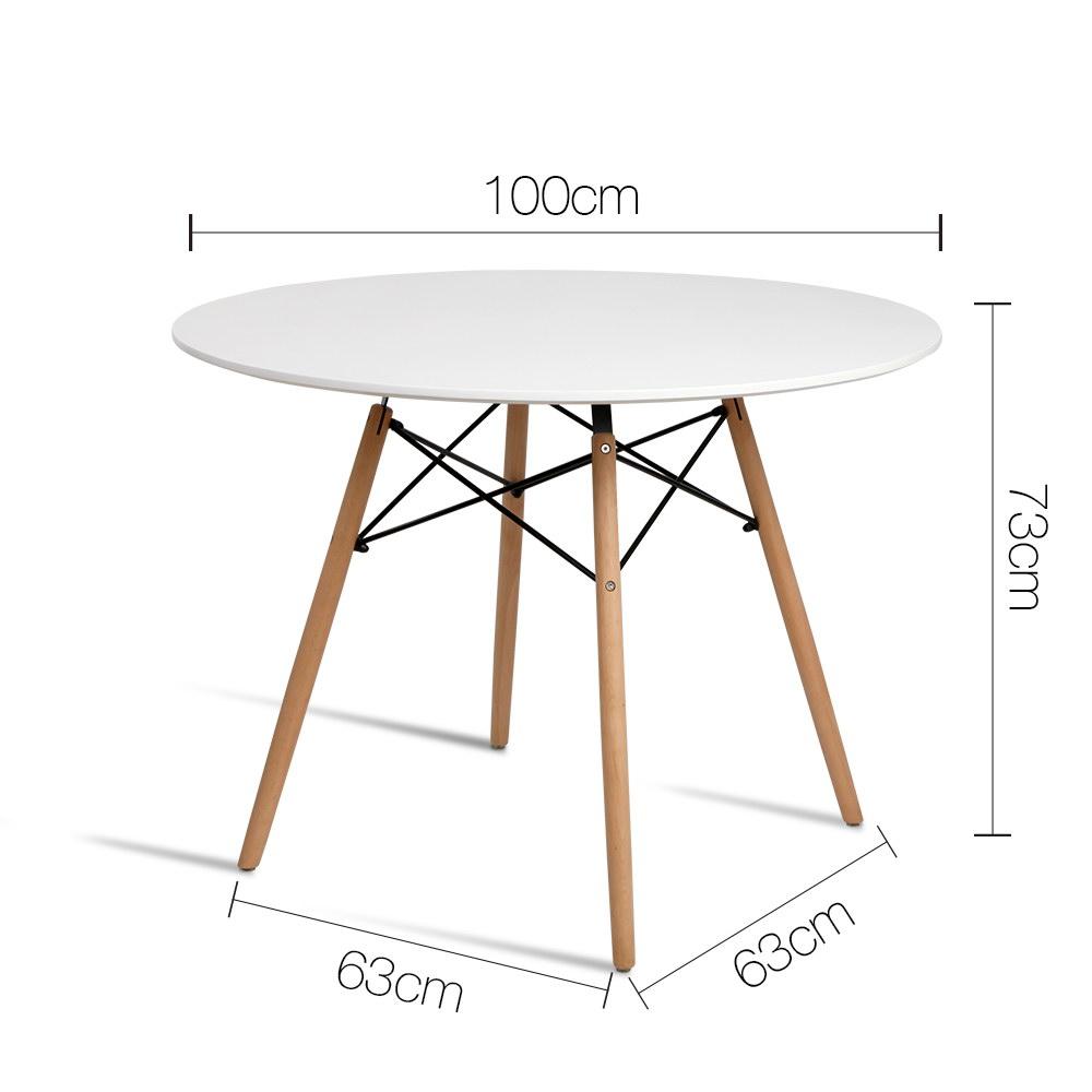 White 4 seater dining table with solid beech wood legs with dimensions