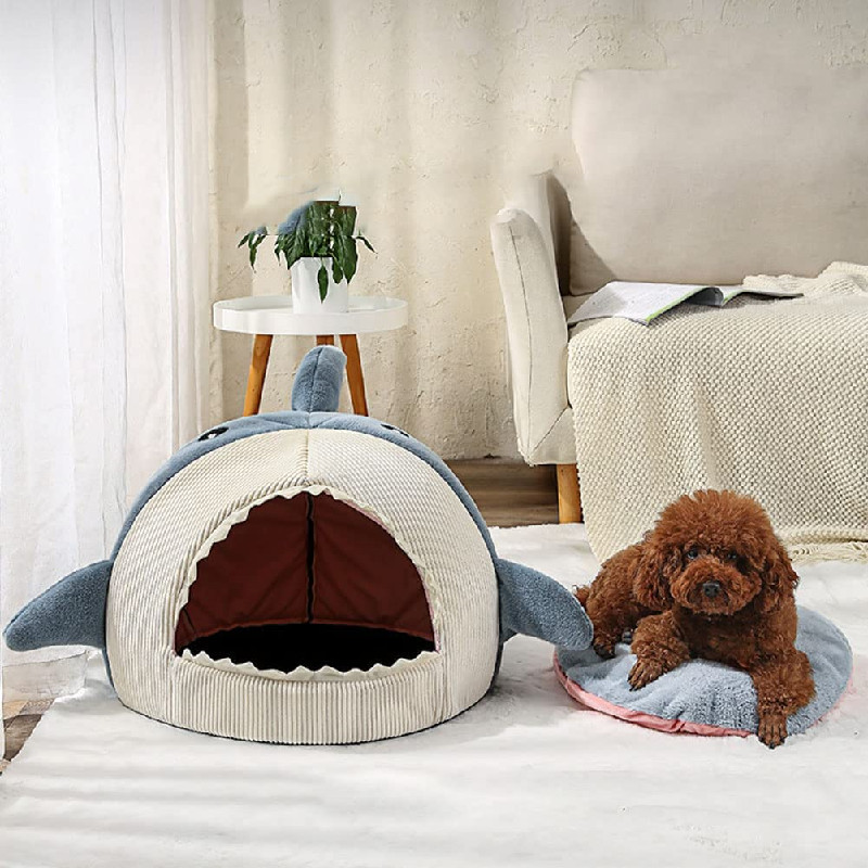 Pet cat dog bed, shark, 2 colours