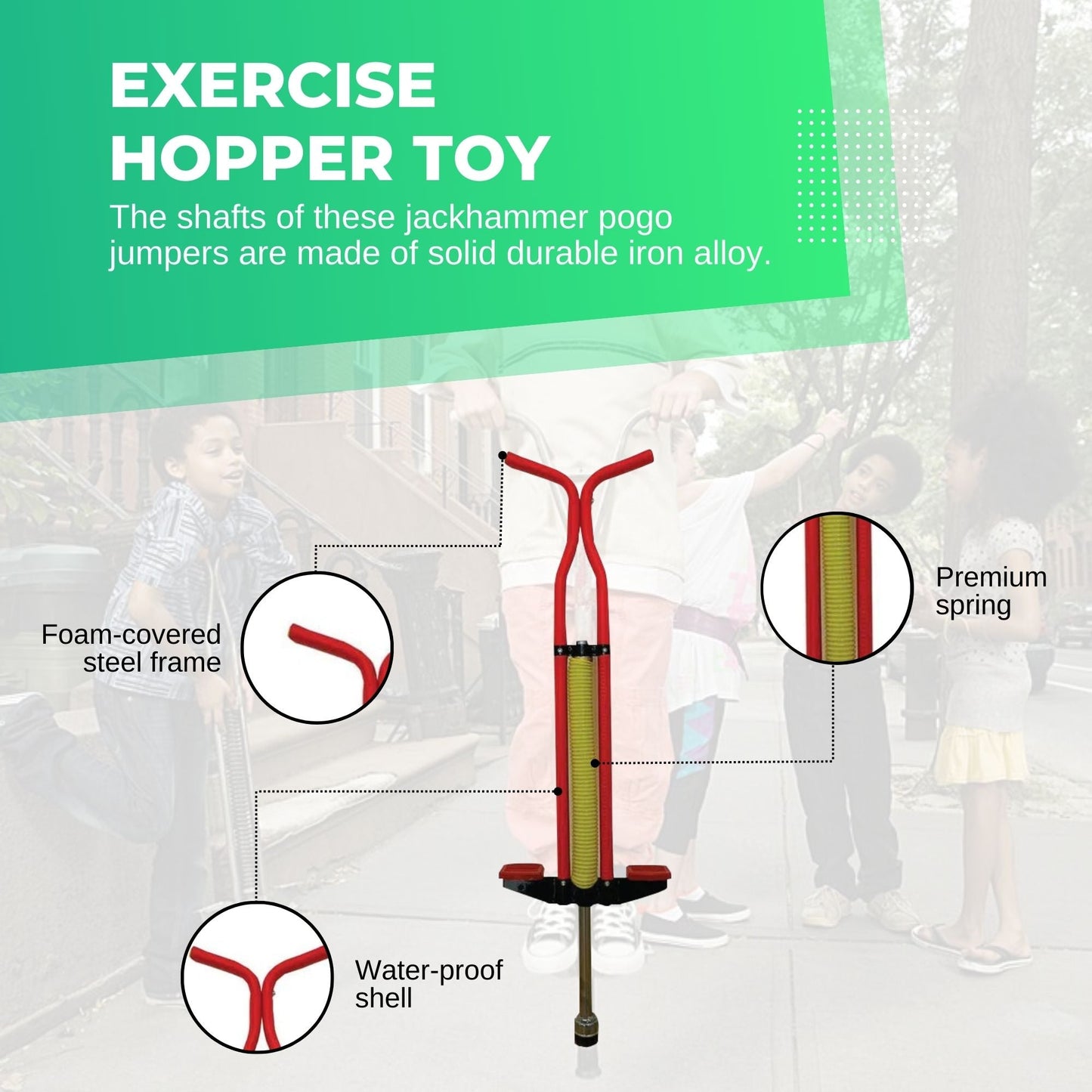 Red Pogo Stick Kids - Childrens Jumping Jackhammer Exercise Hopper Toy-6