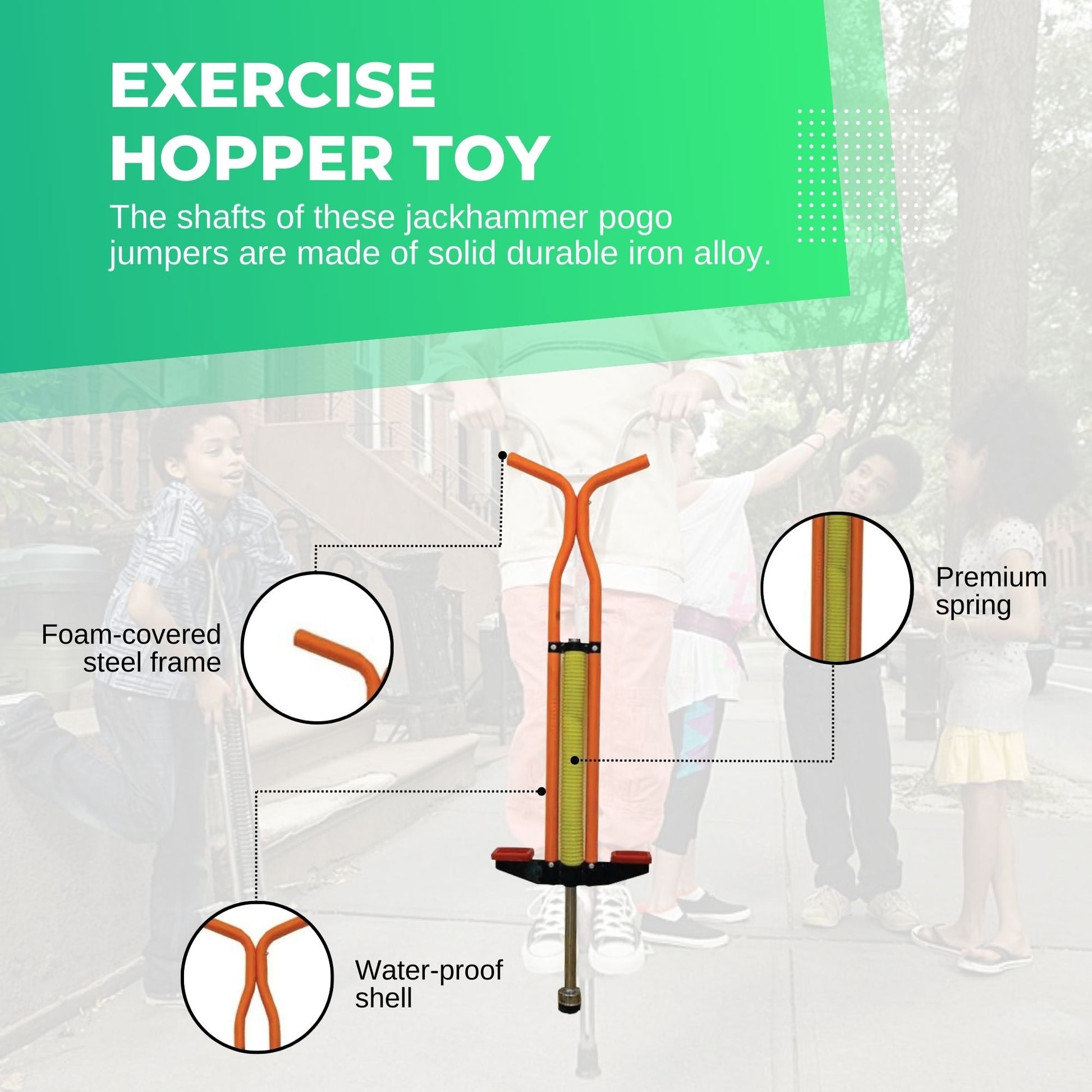 Pogo Stick - Jumping Jackhammer Hopper Toy For Kids Teenager and Adults-4