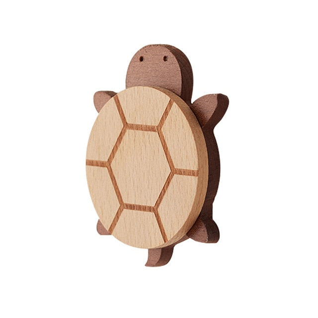 Timber wood turtle wall hook handle