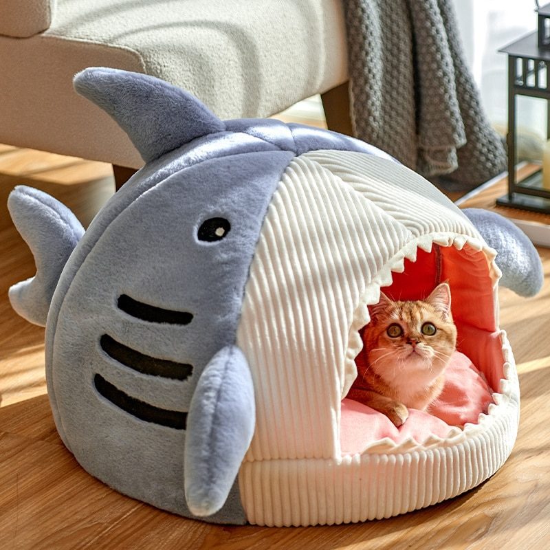 Pet cat dog bed, shark, 2 colours