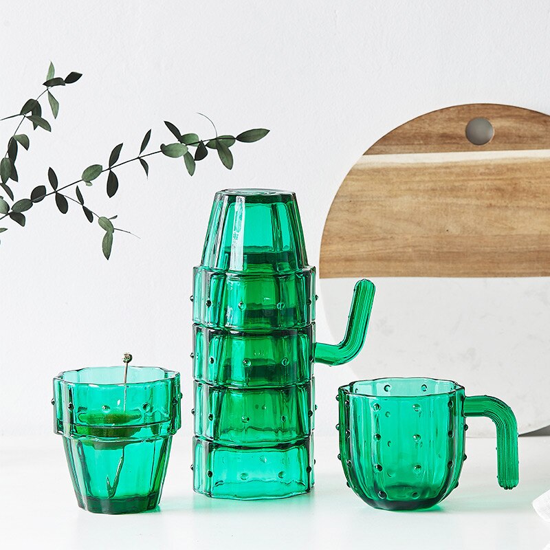 Stackable green cactus glasses