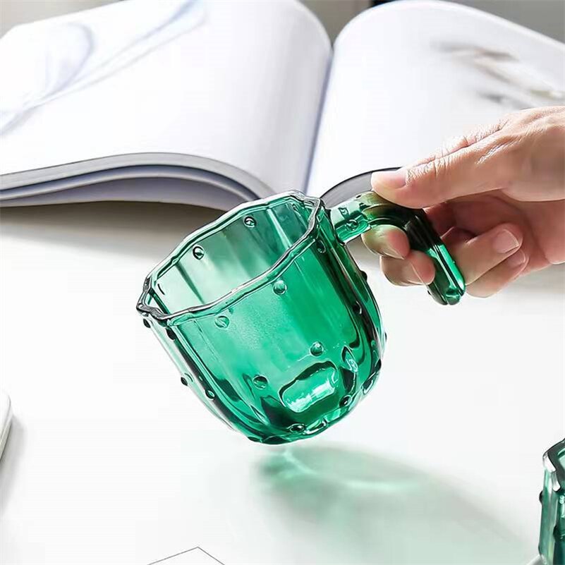 Stackable green cactus glass