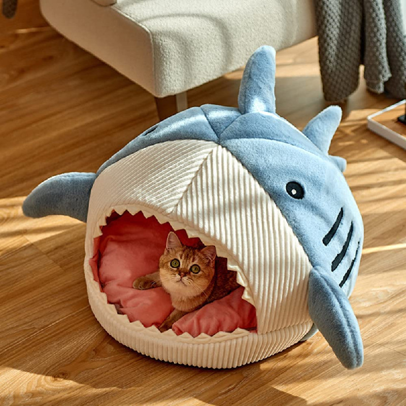 Pet cat dog bed, shark, 2 colours